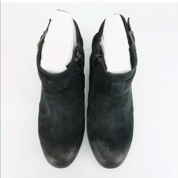 Boc Open Strap Back Ankle Bootie Heel Waxed Suede - Picture 5 of 7